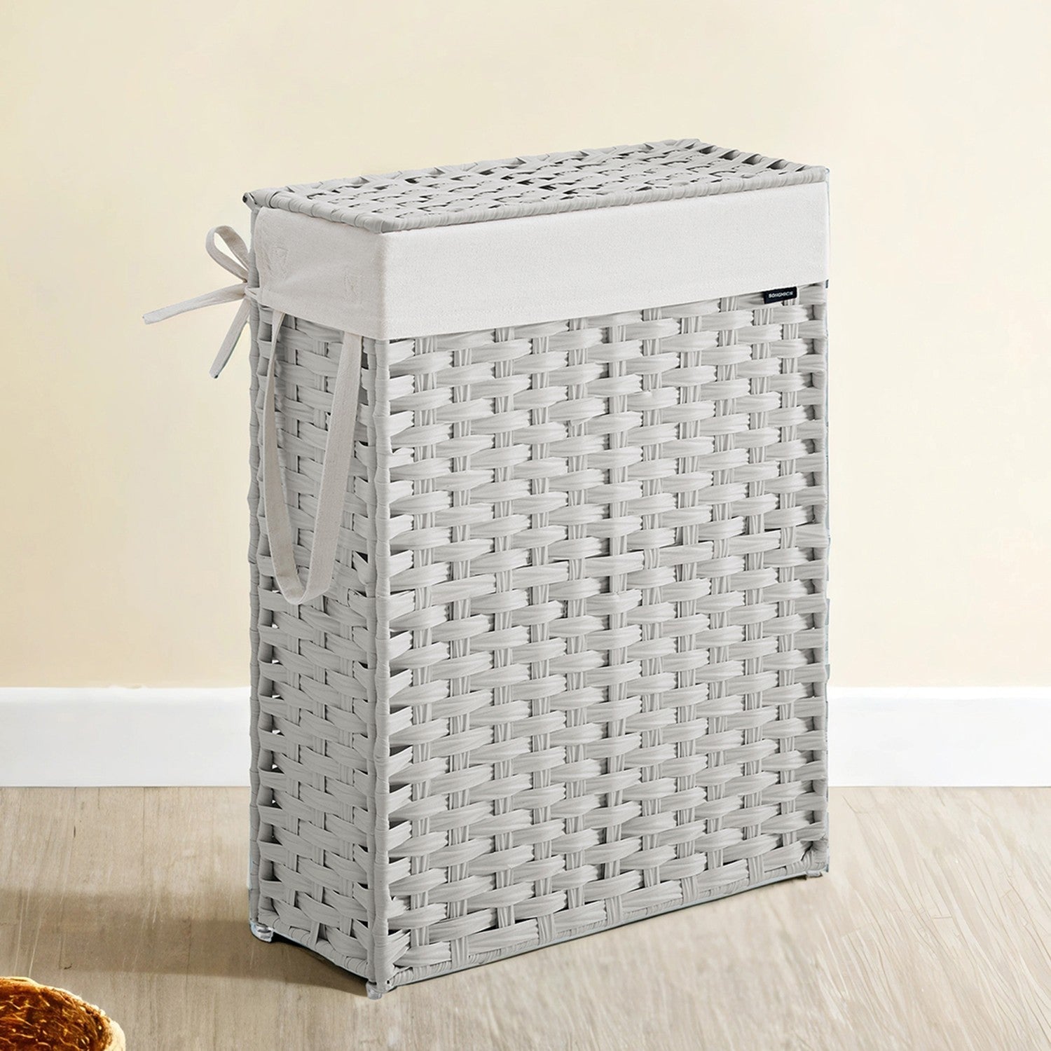 Foldable Laundry Hamper - Synthetic Rattan - Cloud White - Removable Liner and Lid