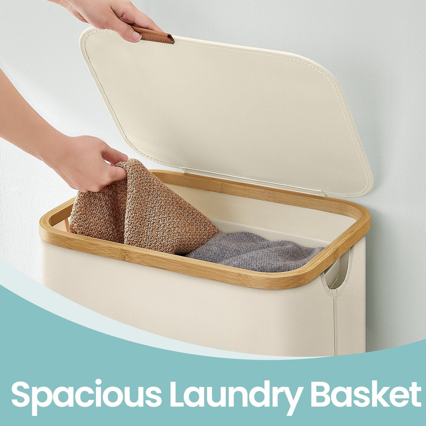 Laundry Hamper - Fabric - Ink Black - Large Capacity with Lid and Removable Mesh Liner