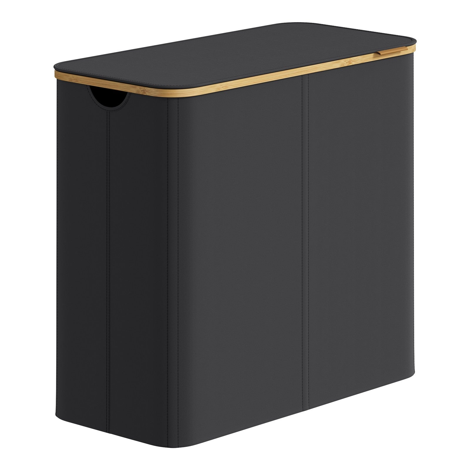 4-Compartment Clothes Hamper - Steel - Black - with Lid