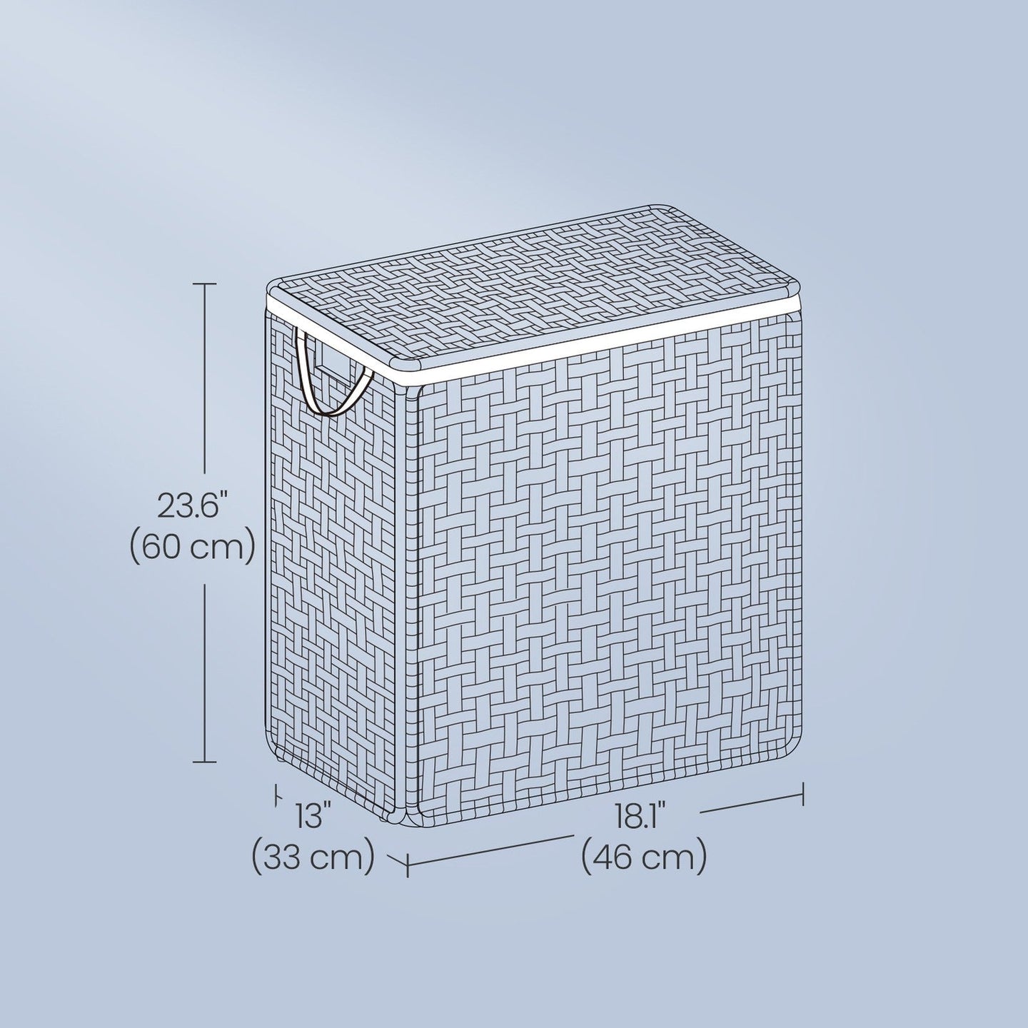 Laundry Basket - Synthetic Rattan - Natural - Foldable with Lid and Removable Liner