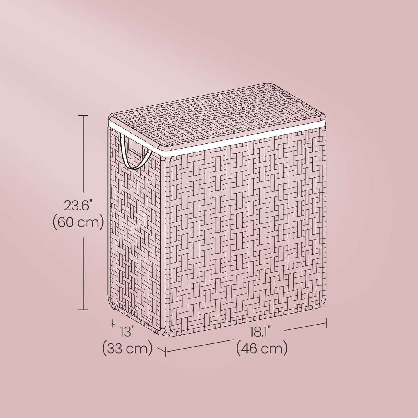 Laundry Basket - Synthetic Rattan - Natural - Foldable with Lid and Removable Liner