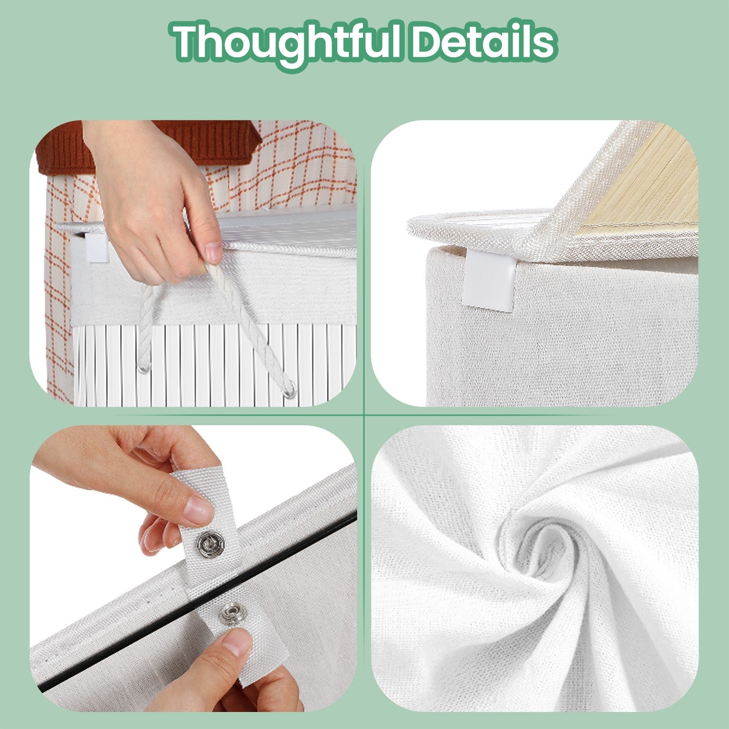 Laundry Basket - Bamboo - Natural - XXL with 2 Sorting Compartments and Removable Washable Lining
