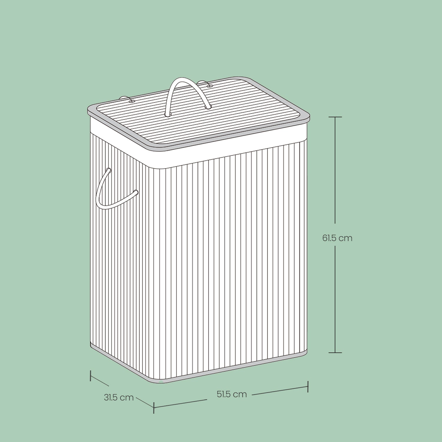 Laundry Basket - Bamboo - Natural - XXL with 2 Sorting Compartments and Removable Washable Lining