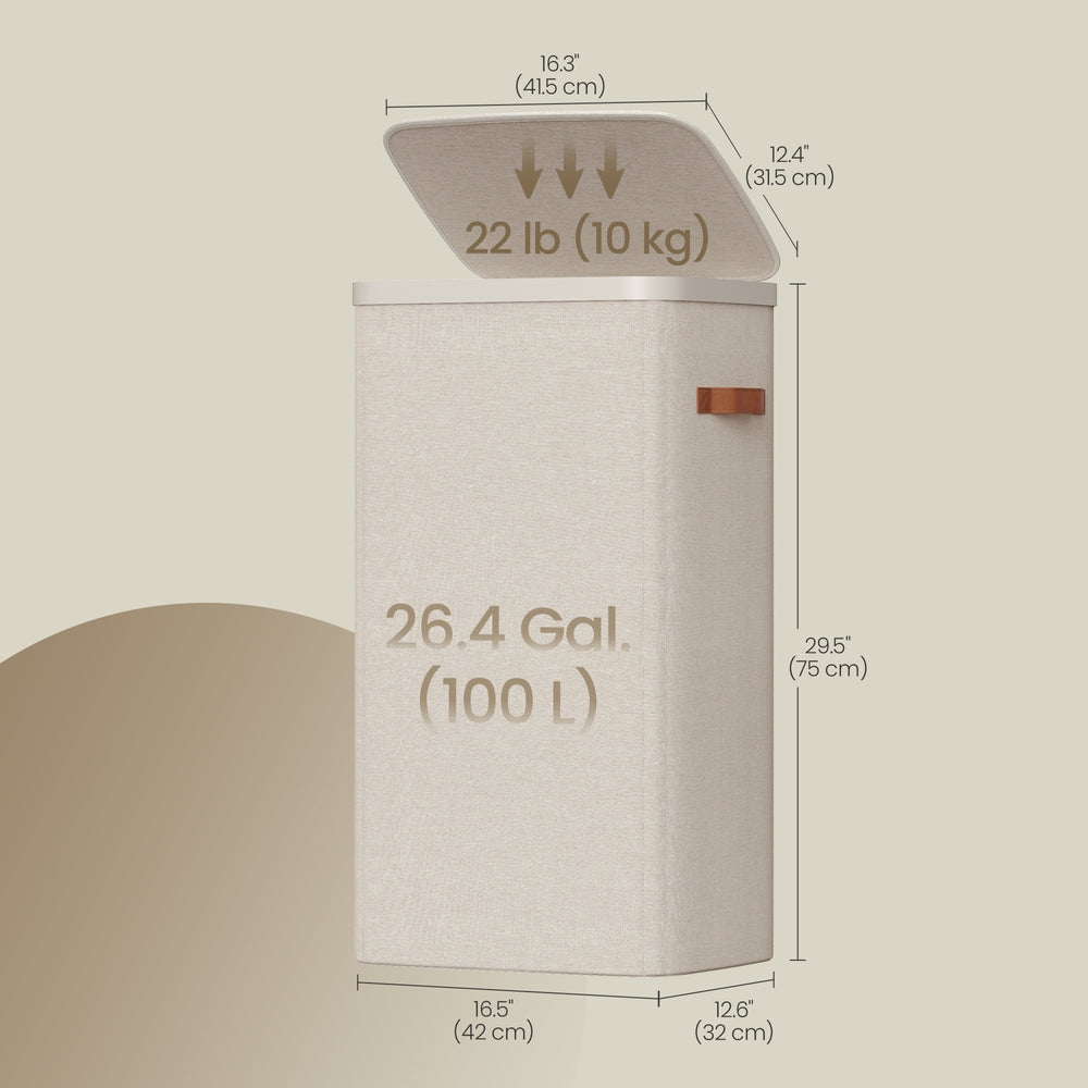 Laundry Hamper - 100L - Polyester Fabric - Removable Liner