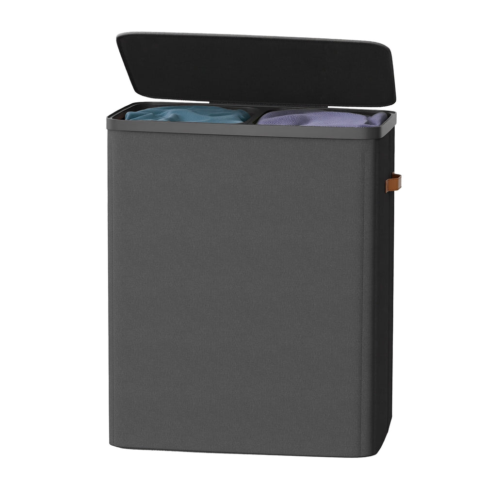 Dual-Compartment Laundry Basket - 170L - Polyester - Lid with Handles