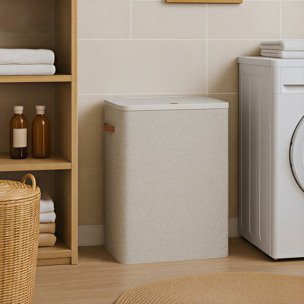 Large Laundry Hamper - 170L - Polyester Fabric - 3-Compartment Design