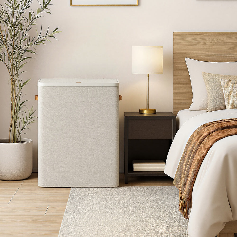 Large Laundry Hamper - 170L - Polyester Fabric - 3-Compartment Design
