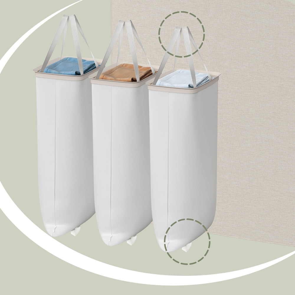 Large Laundry Hamper - 170L - Polyester Fabric - 3-Compartment Design
