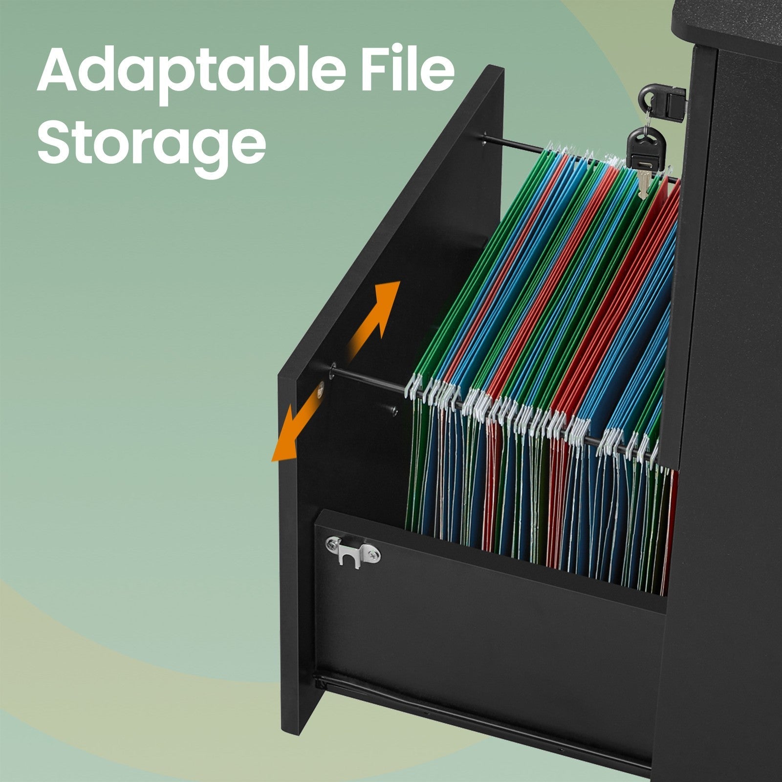 2-Drawer Filing Cabinet - 42L - Particleboard - Mobile Printer Stand