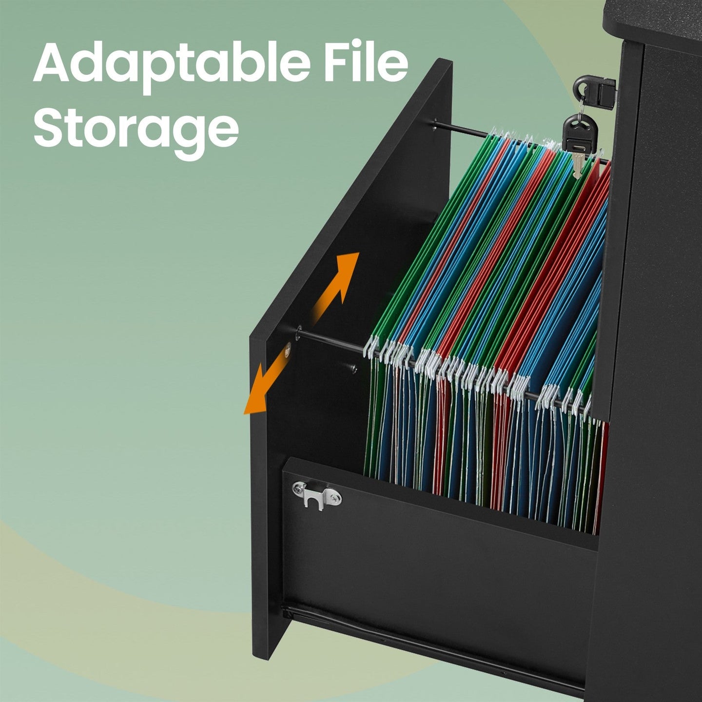 2-Drawer Filing Cabinet - 42L - Particleboard - Mobile Printer Stand