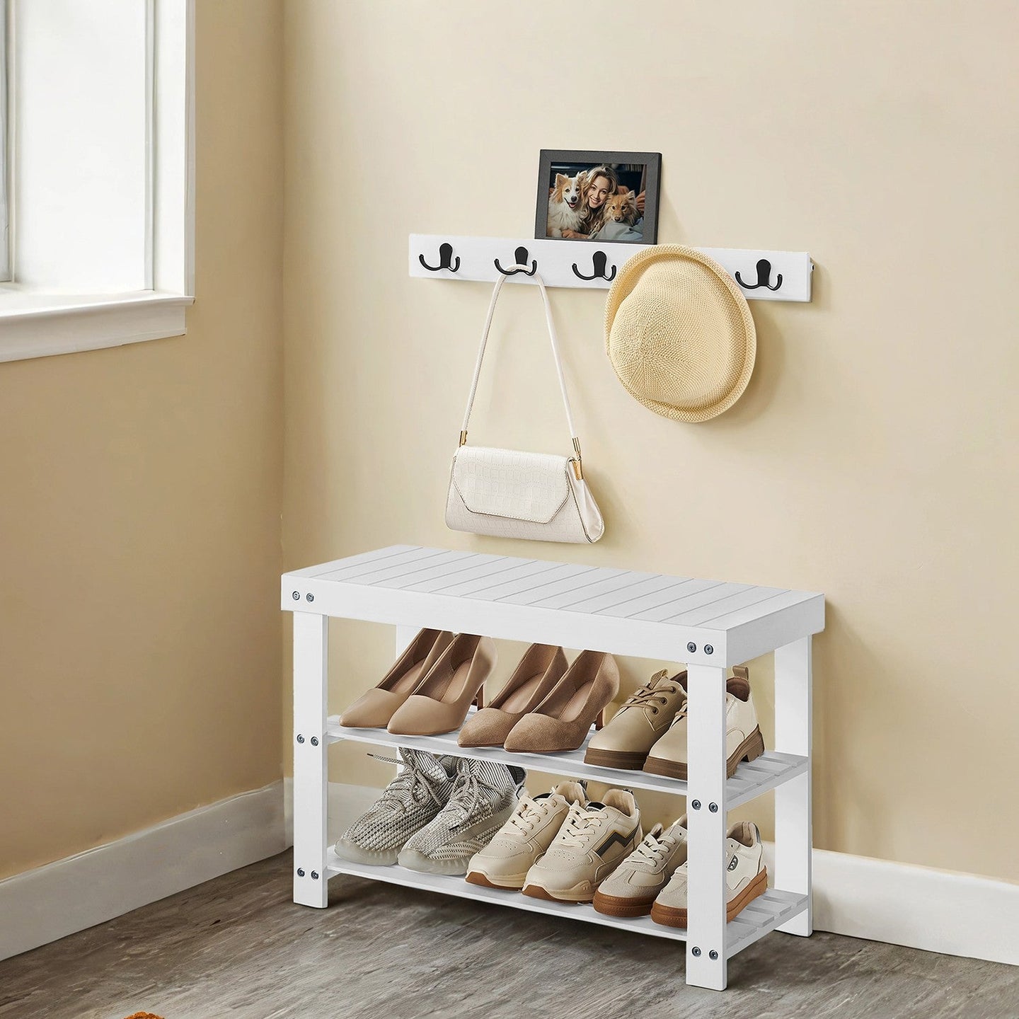 Multifunctional Hall Tree - 28.7L - Bamboo - 5 Double Hooks