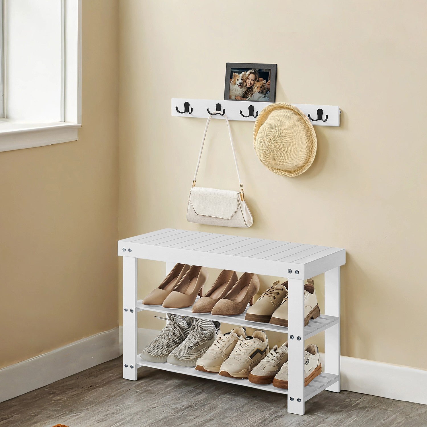 Multifunctional Hall Tree - 28.7L - Bamboo - 5 Double Hooks