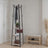 Coat Rack - Steel - Greige and Black - Free Standing Hall Tree with 3 Shelves and Hooks
