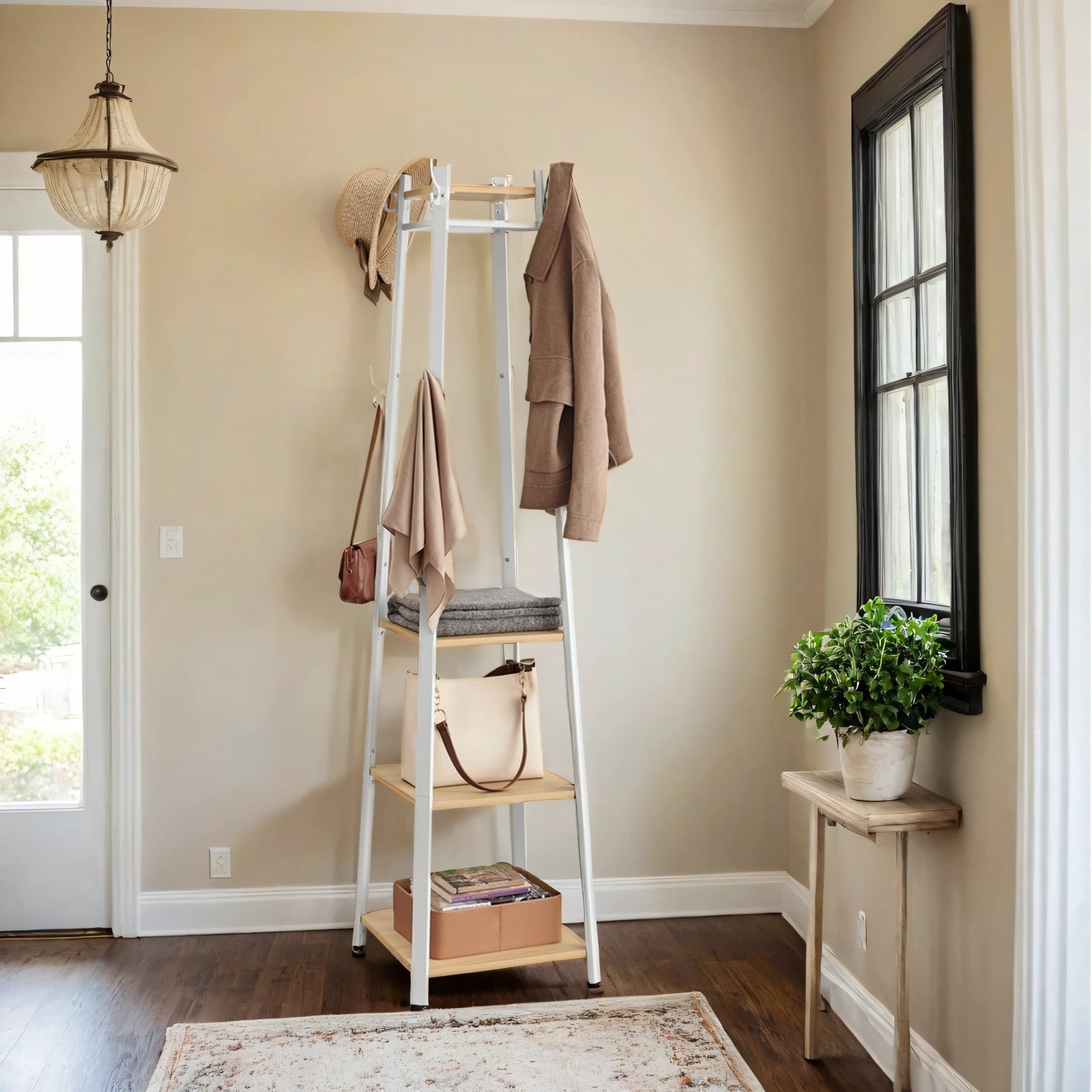 Free-Standing Coat Rack - Steel - Greige and Black