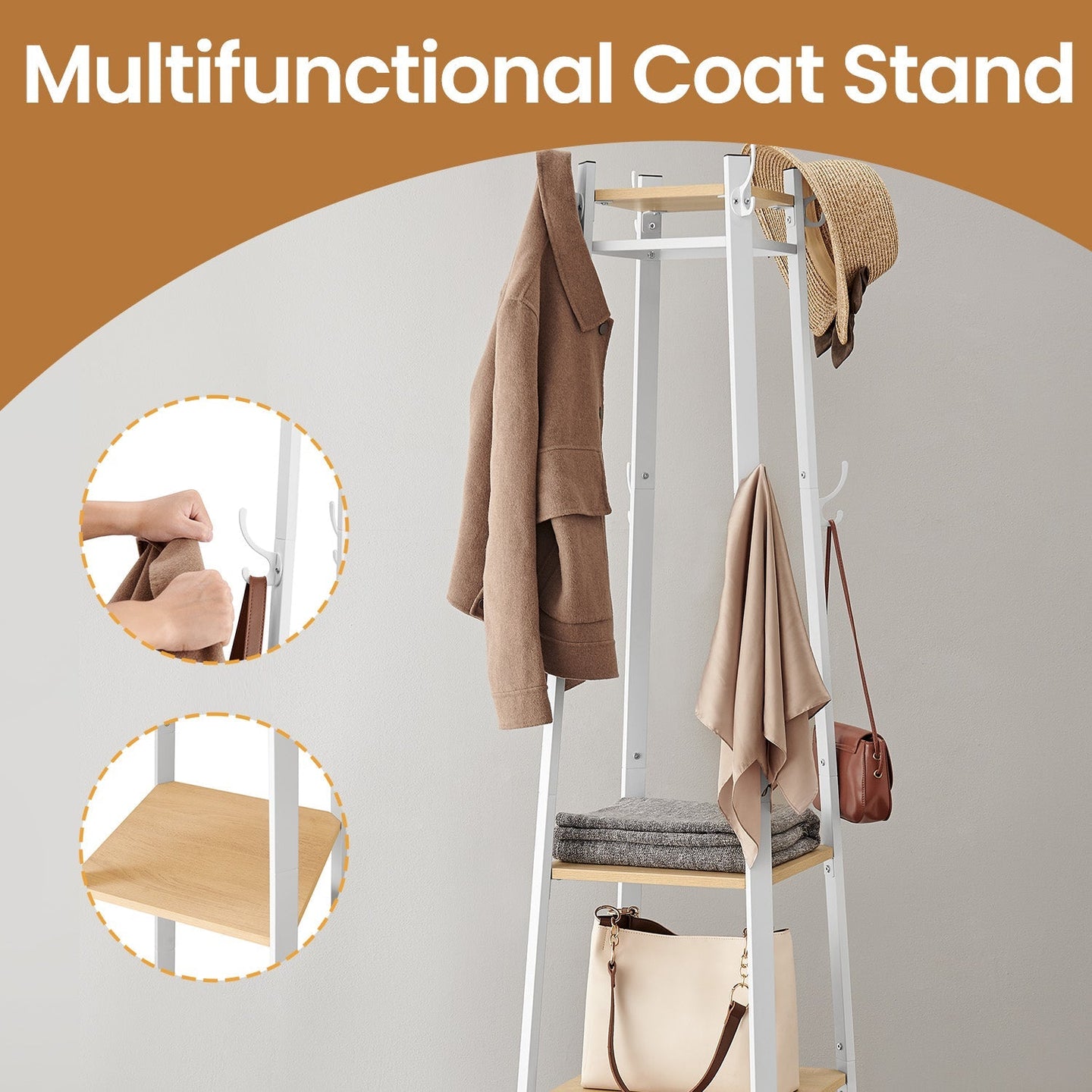 Free-Standing Coat Rack - Steel - Greige and Black