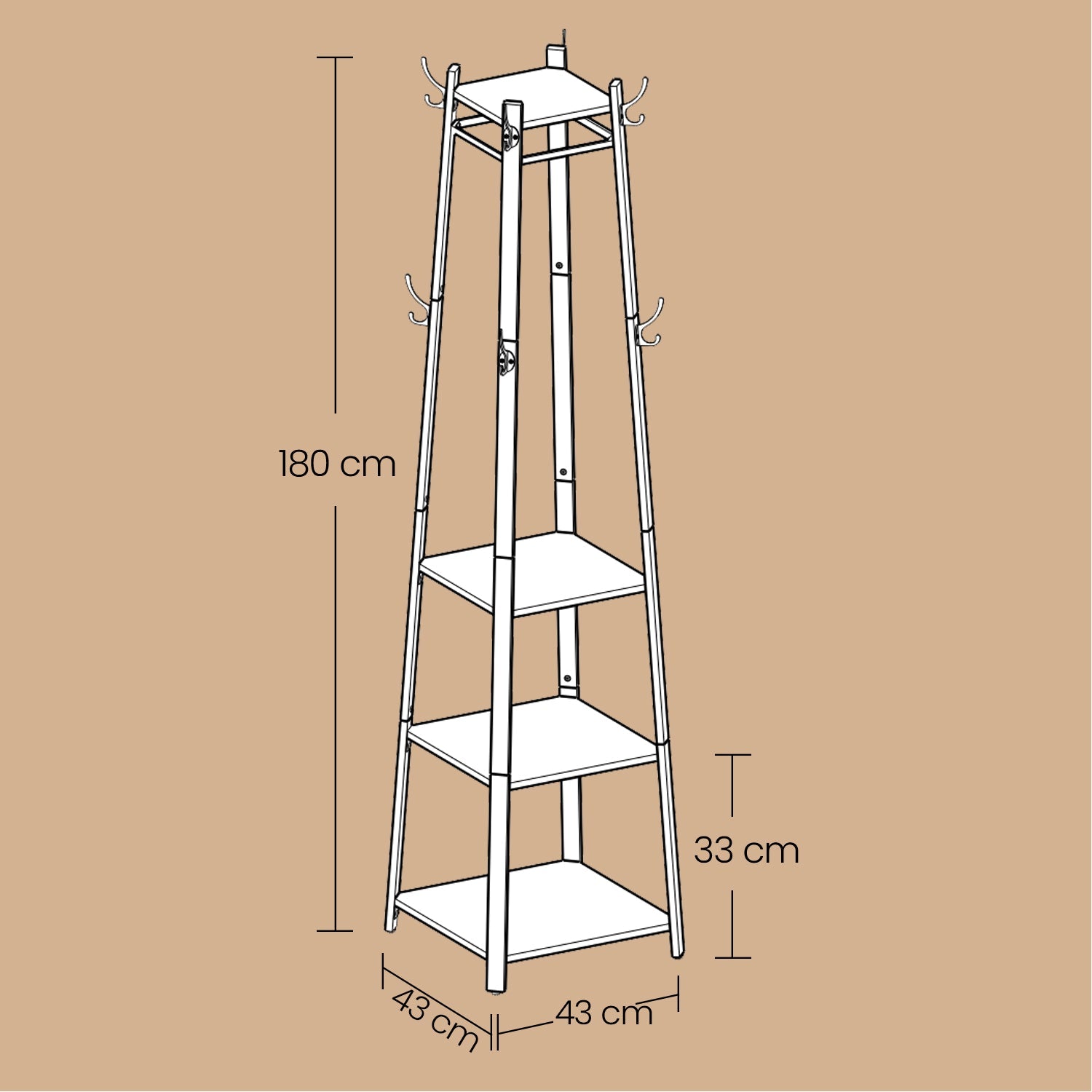 Free-Standing Coat Rack - Steel - Greige and Black