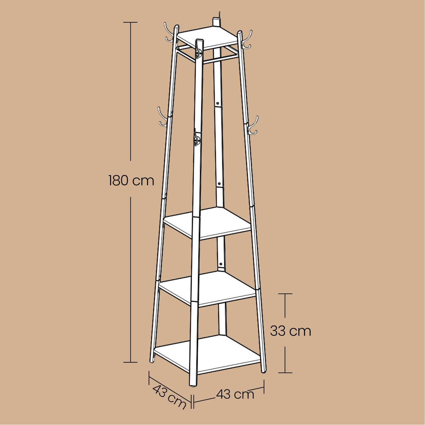 Free-Standing Coat Rack - Steel - Greige and Black