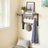 Wall-Mounted Coat Rack - Wood - Oak and White - 10 Removable Hooks with Shelf