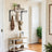 Wall-Mounted Coat Rack - Oak and White - 10 Removable Hooks and Shelf