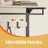 Wall-Mounted Coat Rack - Oak and White - 10 Removable Hooks and Shelf