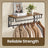 Wall-Mounted Coat Rack - Metal - Brown and Black - Includes 5 Removable Hooks and Floating Shelf