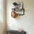 Wall Coat Rack - 8 Hooks with Shelf - Wood - Rustic Brown and Black