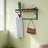 Industrial Coat Rack - Metal - Rustic Brown and Black - Wall Mounted with Shelf and 5 Hooks