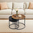 Set of 2 Round Nesting Coffee Tables - Wood - Rustic Brown - Modern Style with Hidden Storage and Top Tray