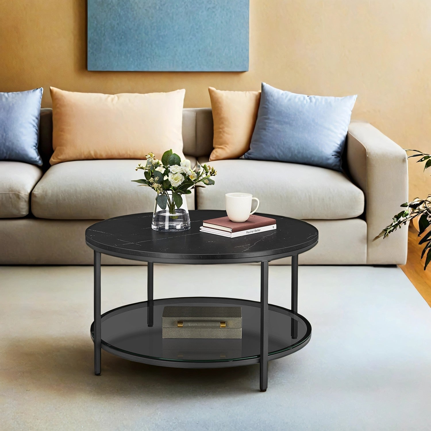 Coffee Table - Tempered Glass - White and Black