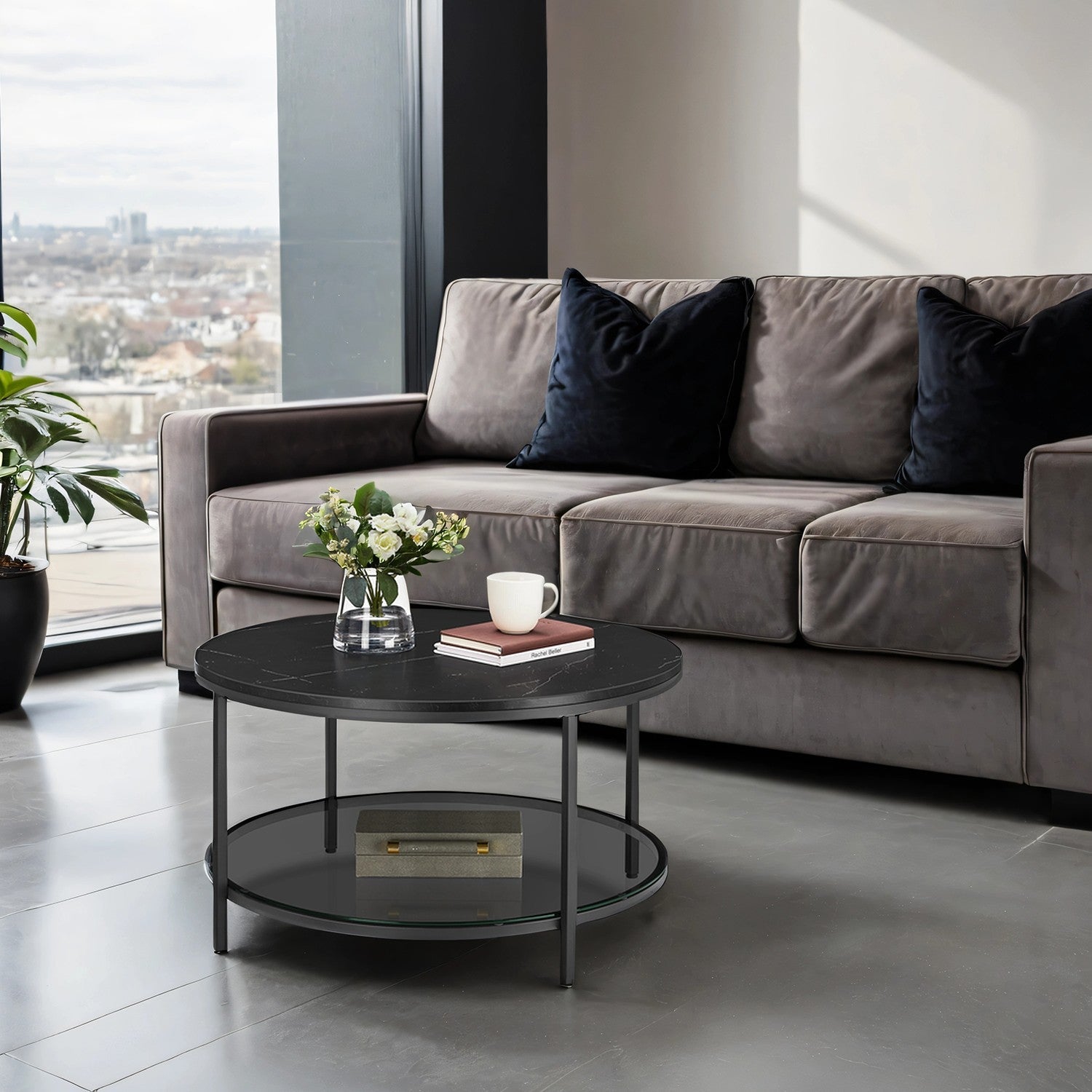 Coffee Table - Tempered Glass - White and Black