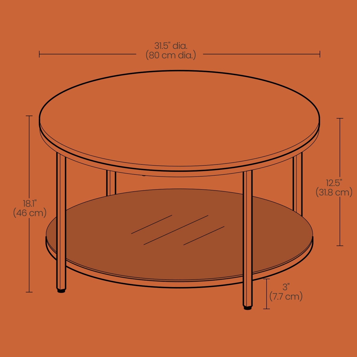 Coffee Table - Faux Marble - White and Gold - Modern Round Design