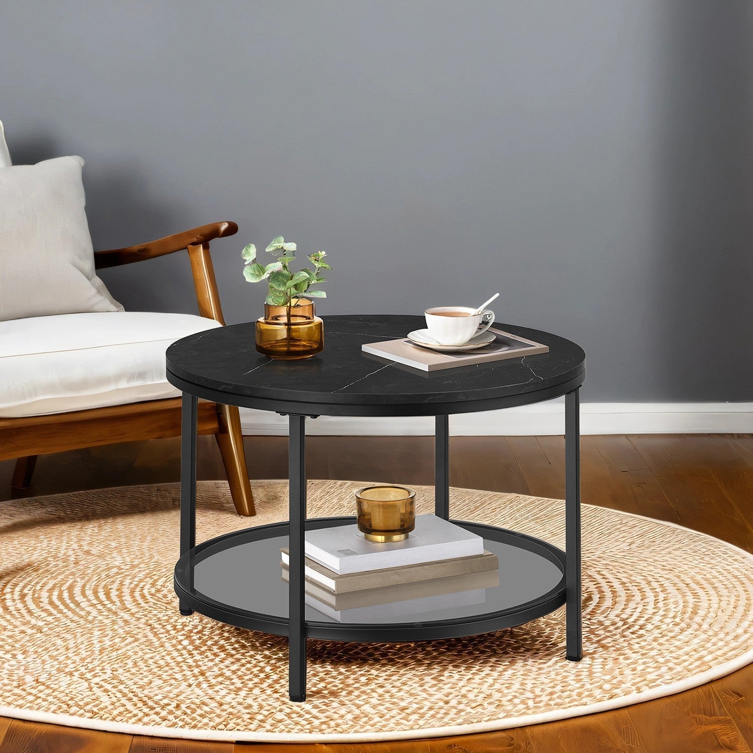 Coffee Table - Faux Marble - Round