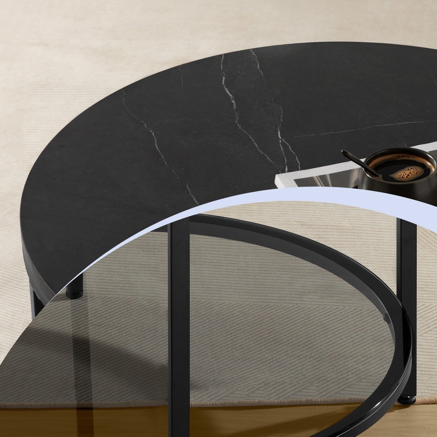 Coffee Table - Faux Marble - Round