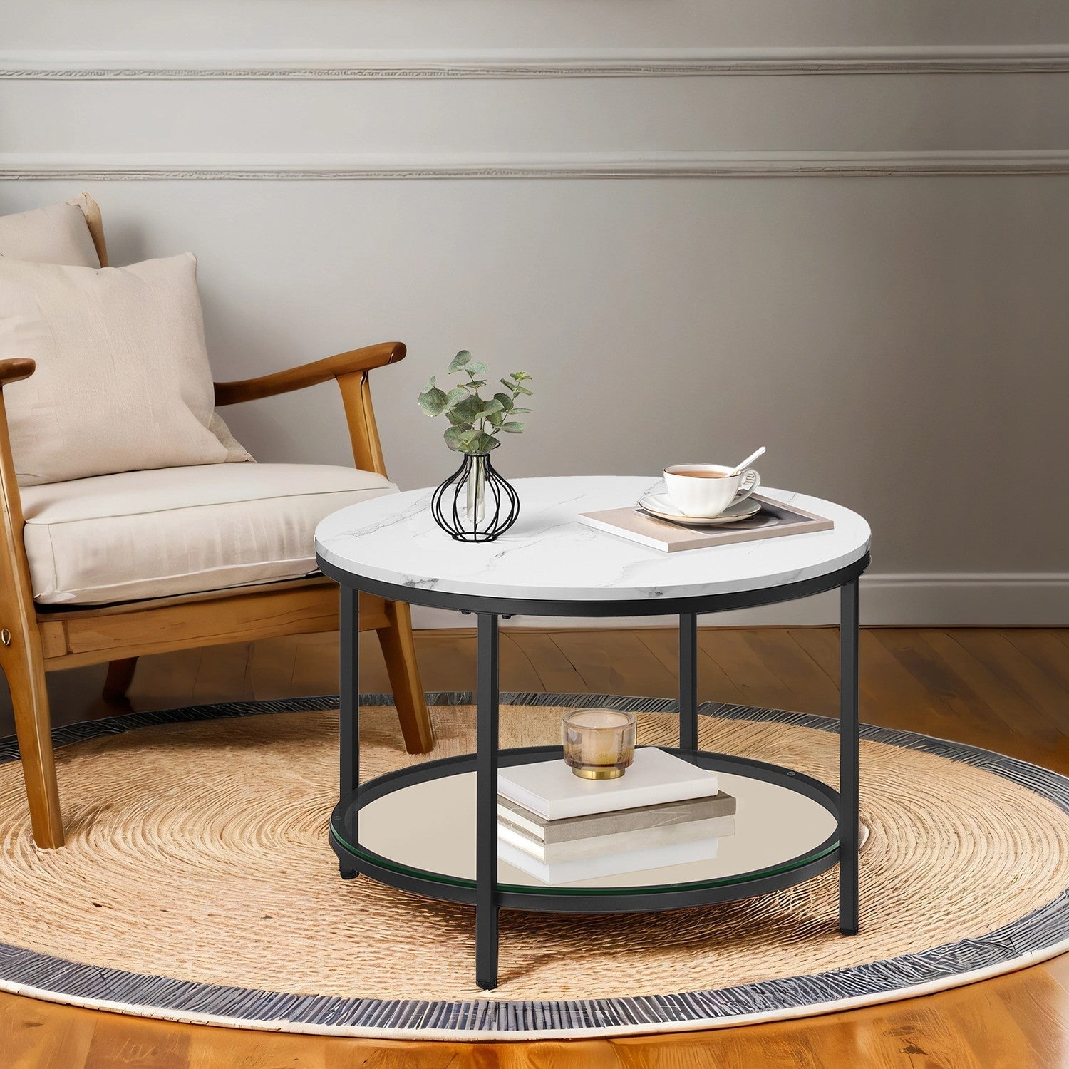 Coffee Table - Faux Marble - Round