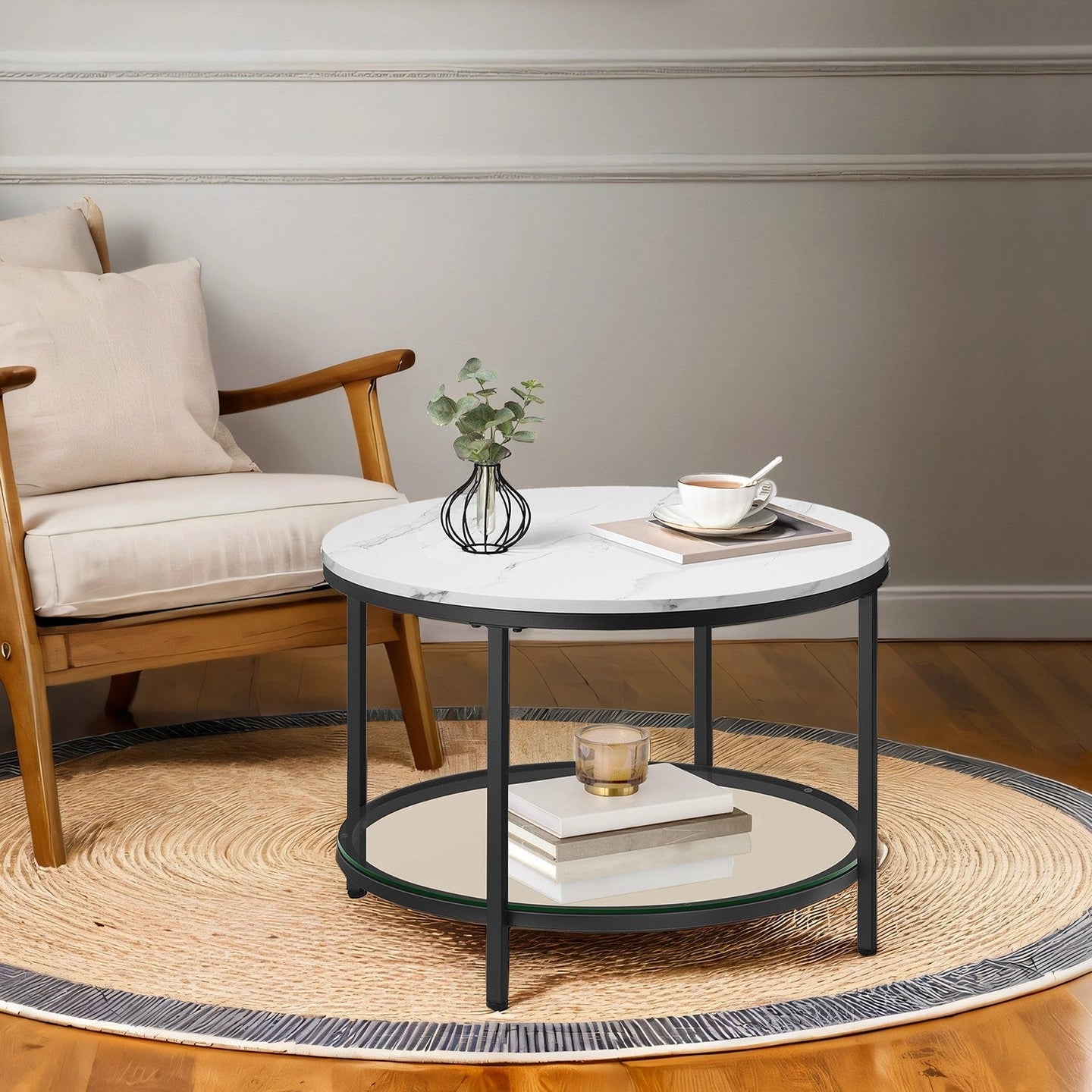 Coffee Table - Faux Marble - Round