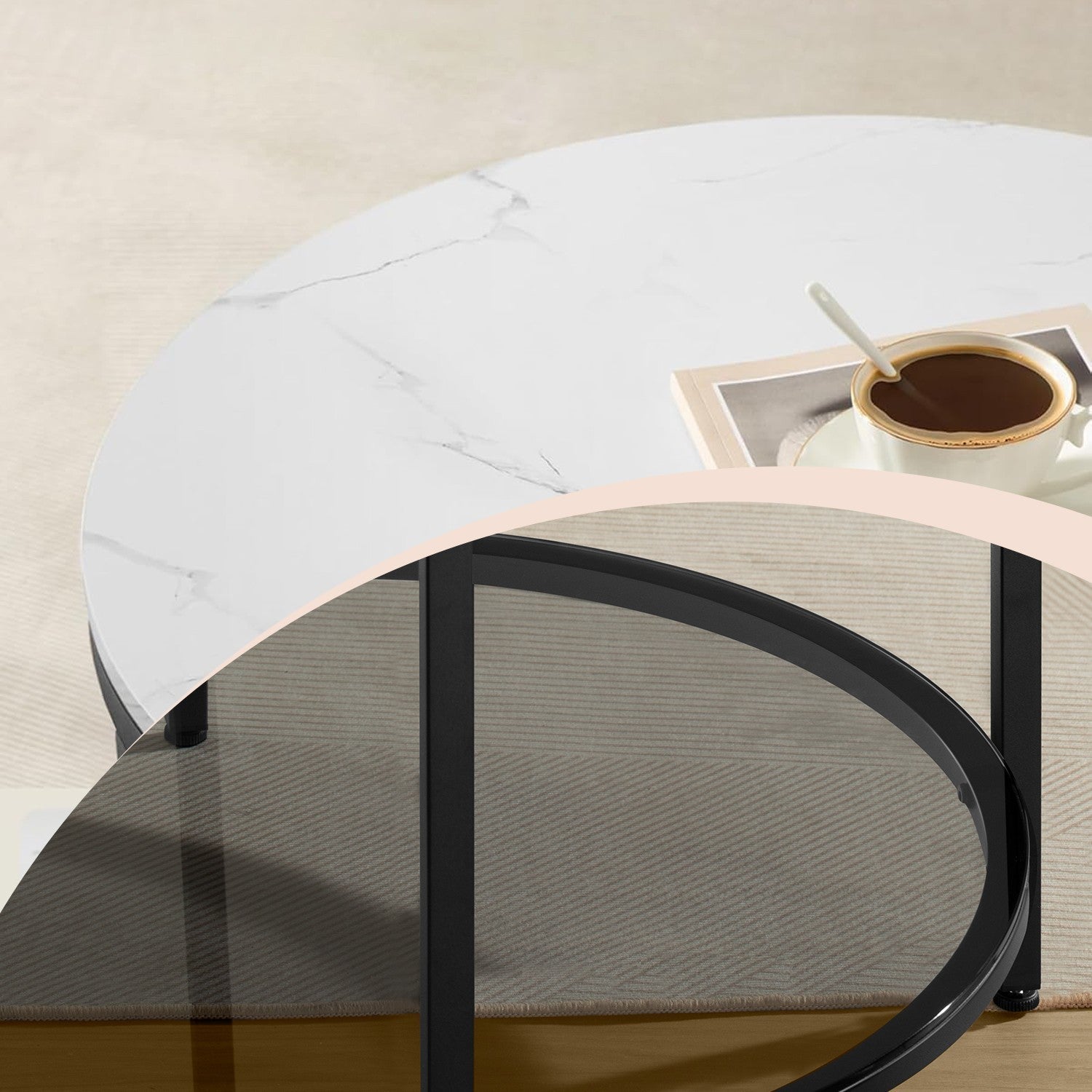 Coffee Table - Faux Marble - Round