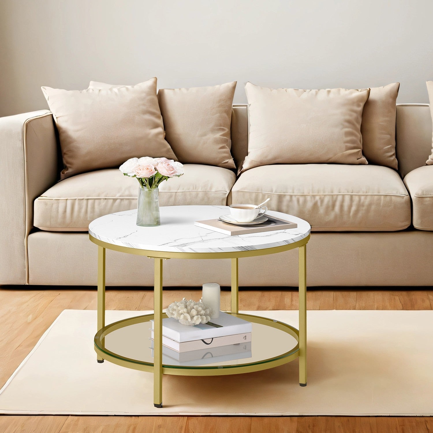 Coffee Table - Faux Marble - Round