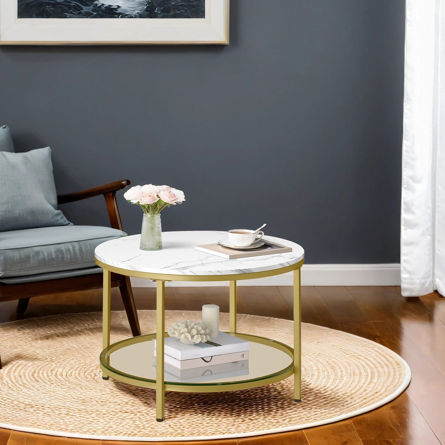 Coffee Table - Faux Marble - Round