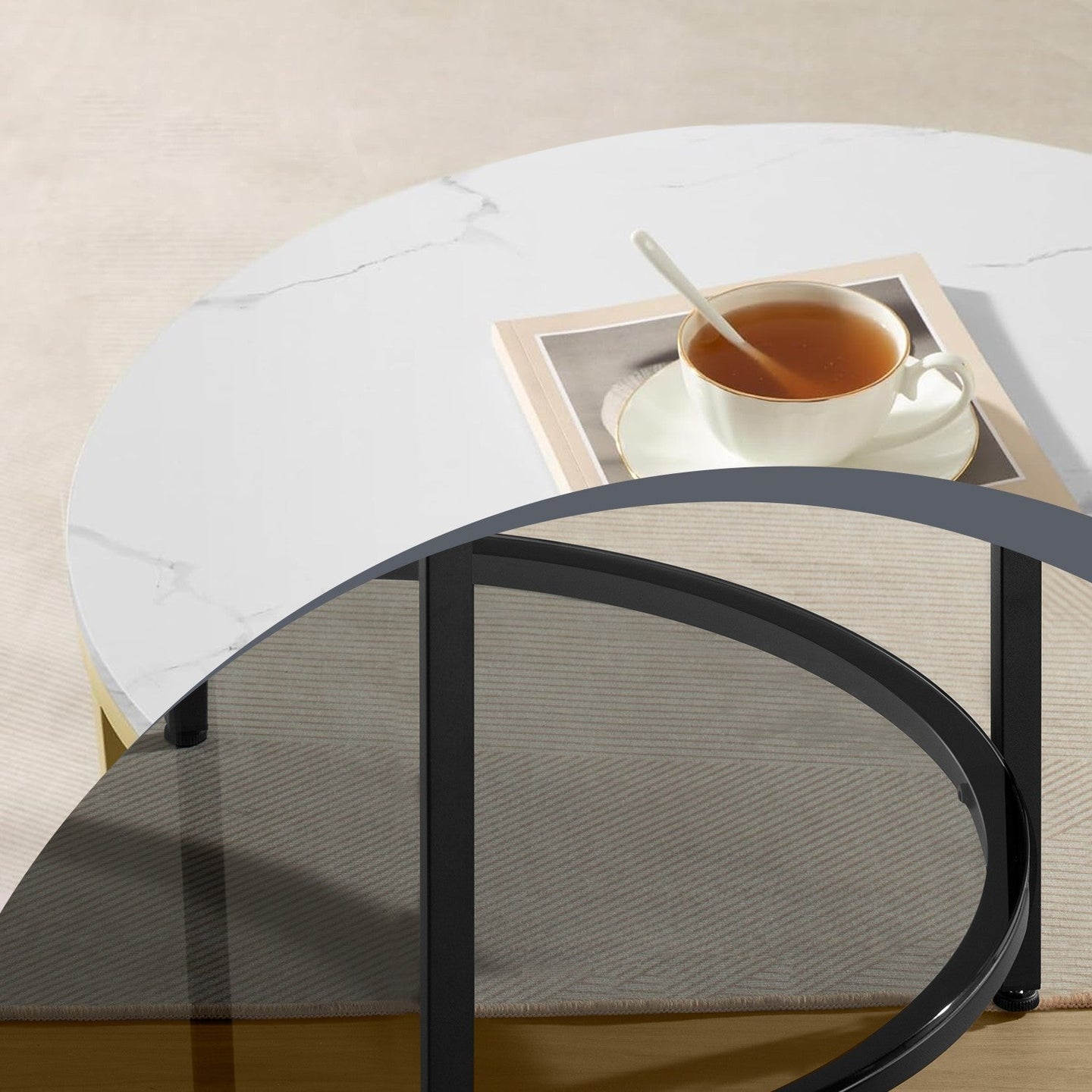 Coffee Table - Faux Marble - Round