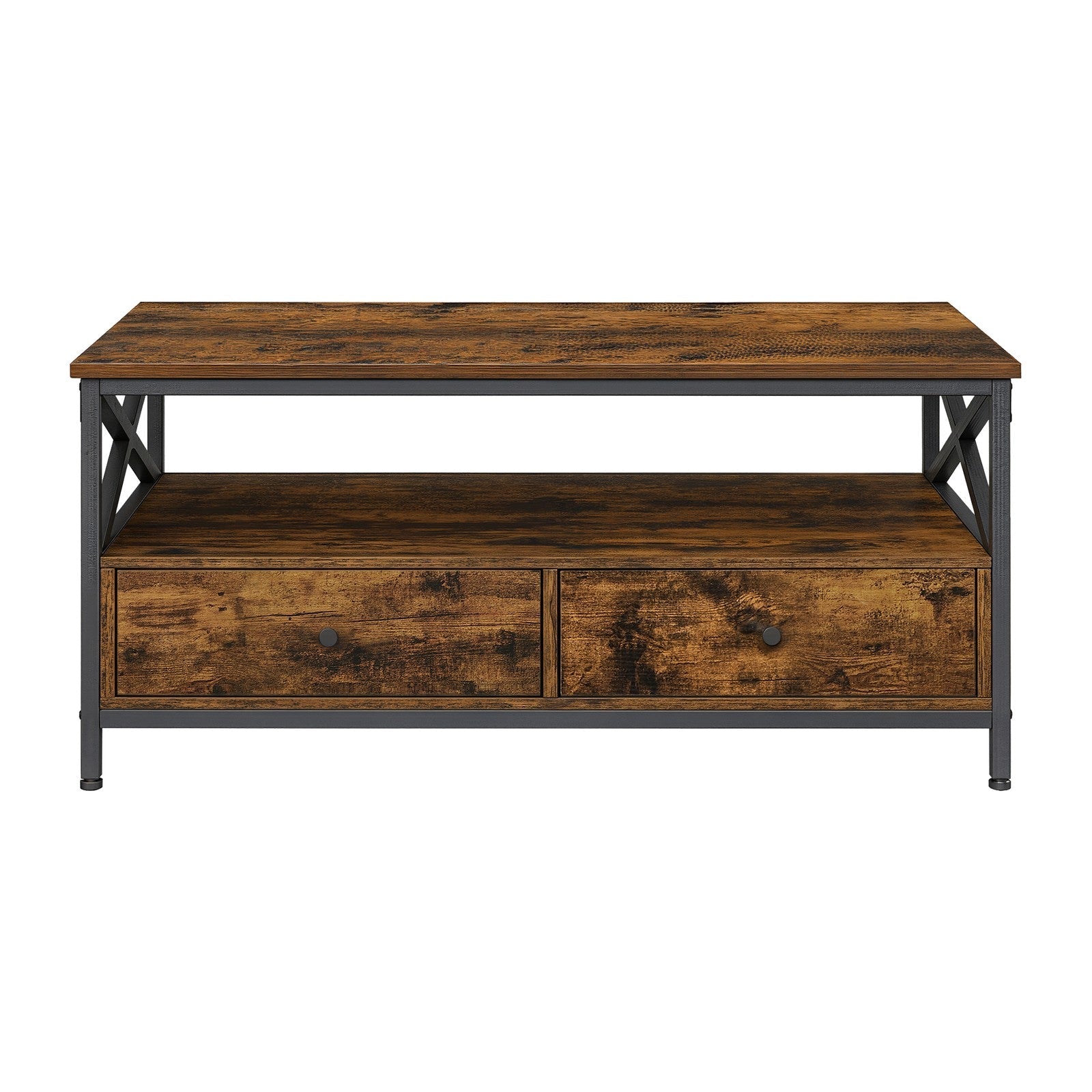 Coffee Table - Wood - Rustic Brown and Black