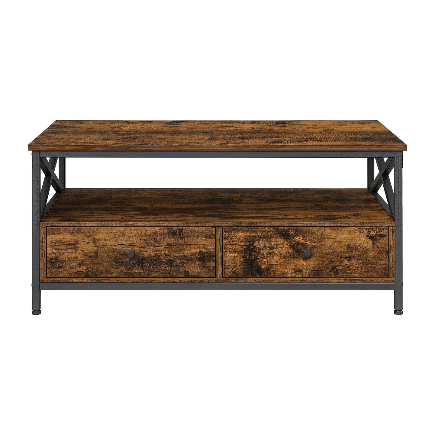 Coffee Table - Wood - Rustic Brown and Black