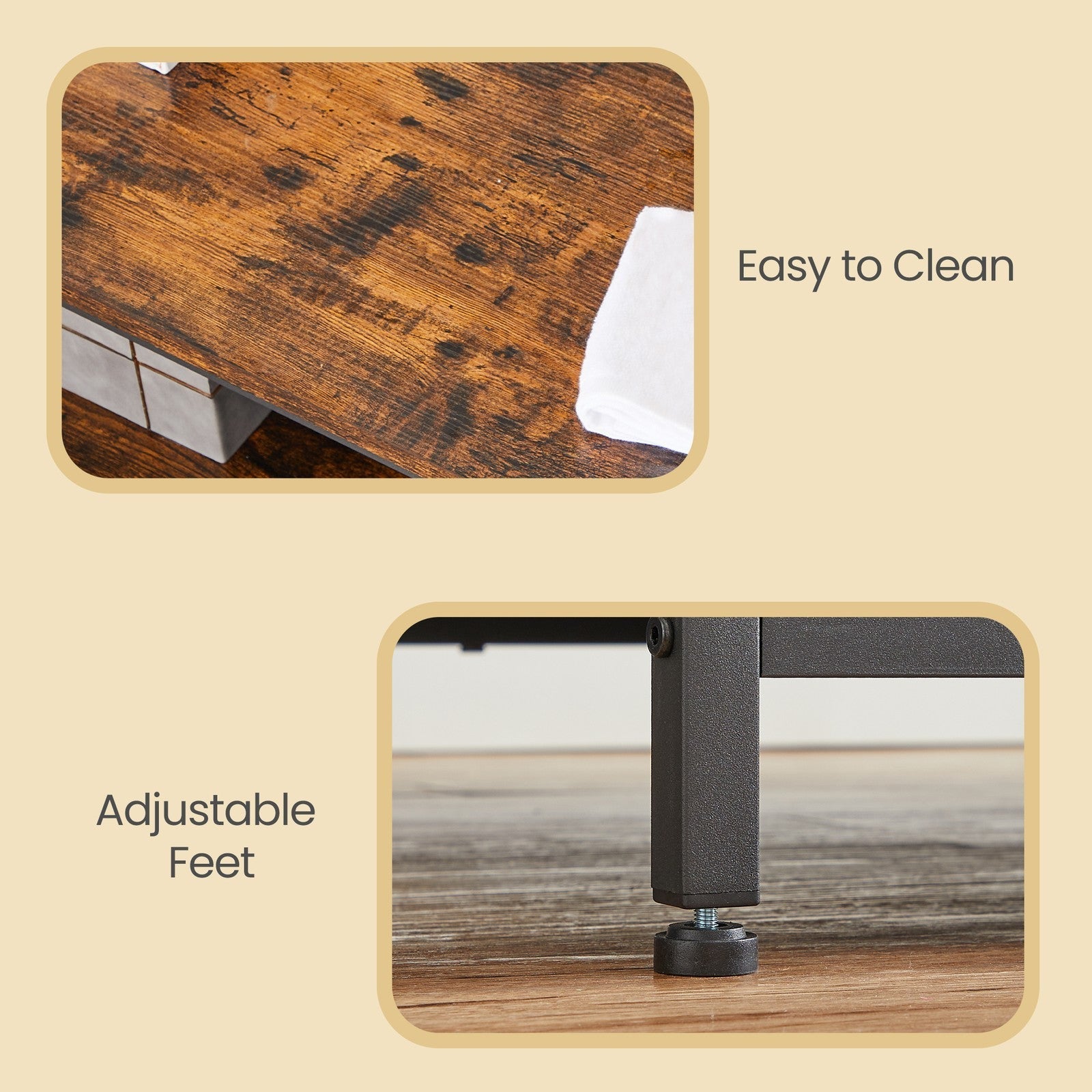 Coffee Table - Wood - Rustic Brown and Black