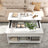 Lift-Top Coffee Table - Wood - White - Open and Hidden Storage with X-Shaped Bars