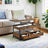 Lift-Top Coffee Table - Wood - Rustic Brown - Storage Drawers and Open Compartment