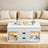 Lift Top Coffee Table - Wood - Snow White - Features Hidden Compartments and 2 Drawers