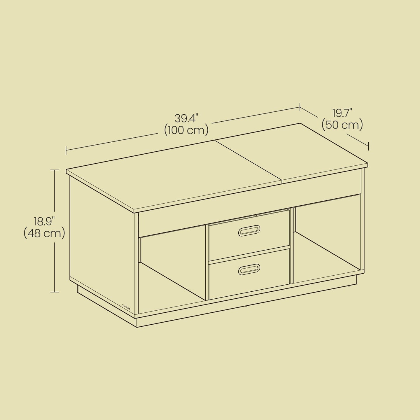 Lift Top Coffee Table - Wood - Snow White - Features Hidden Compartments and 2 Drawers