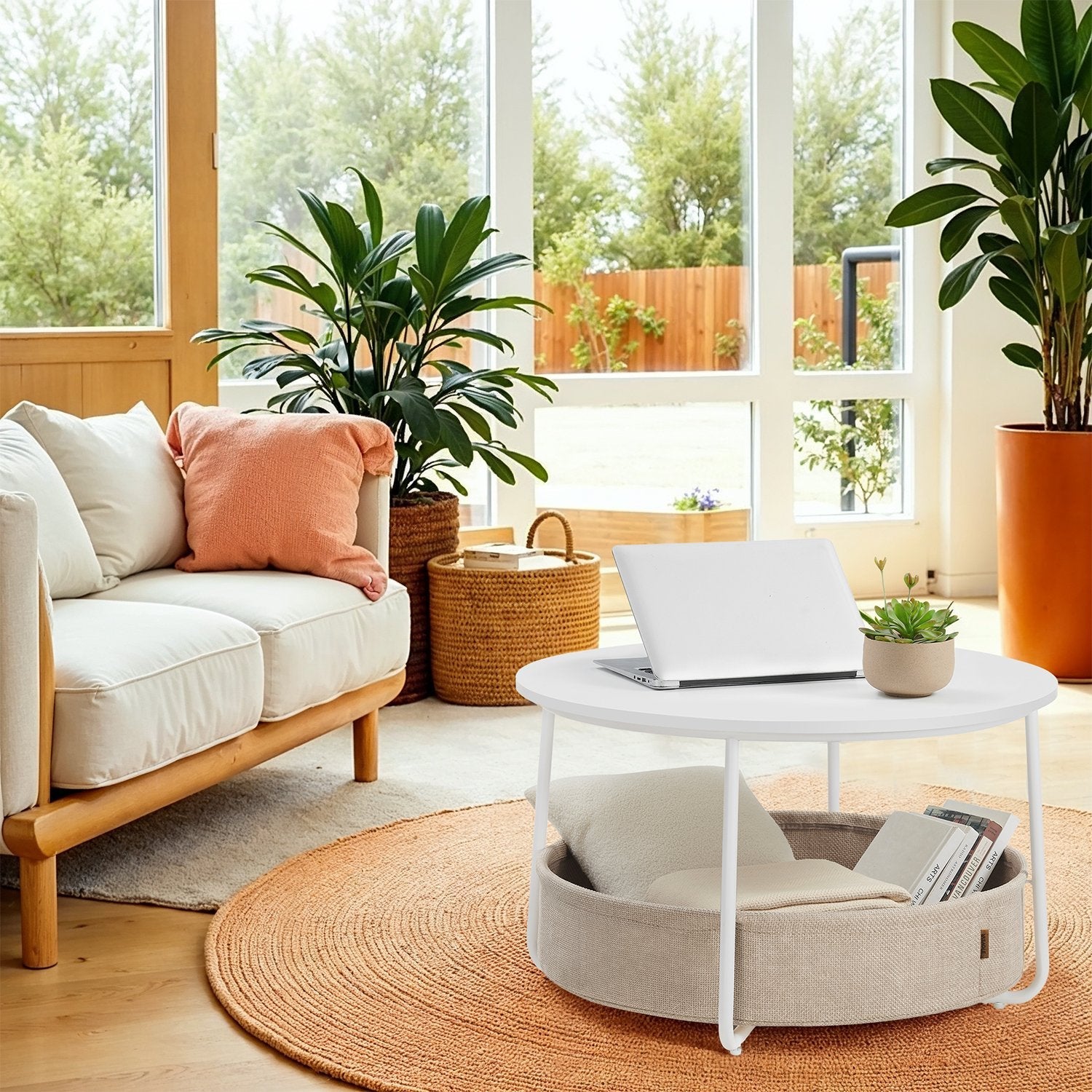 Round Coffee Table - Metal - Matte White