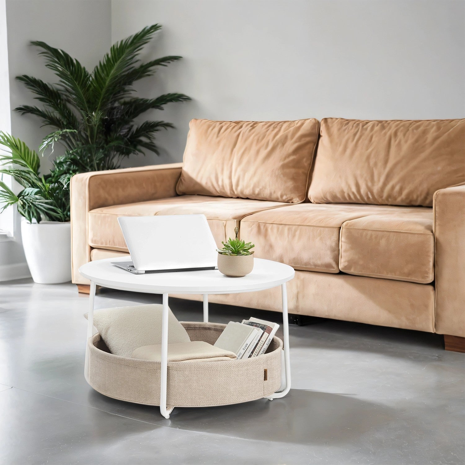 Round Coffee Table - Metal - Matte White