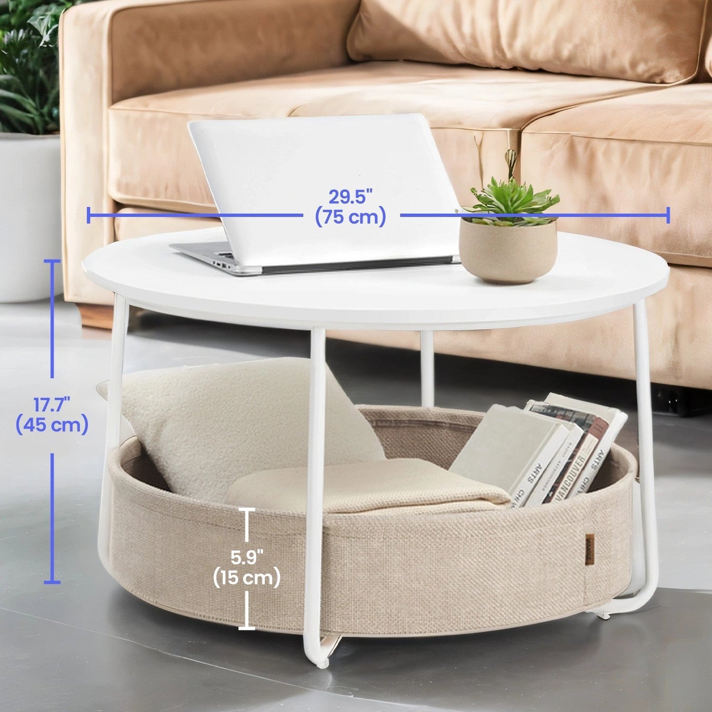 Round Coffee Table - Metal - Matte White