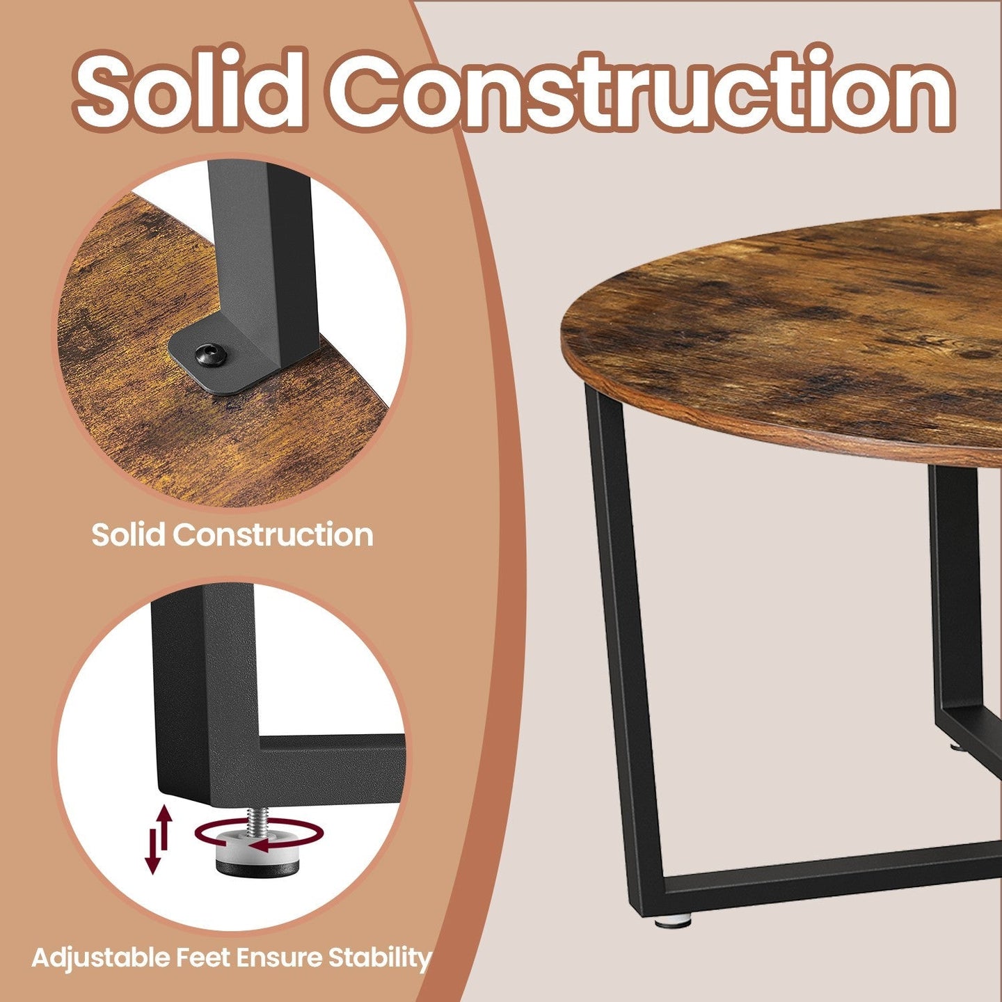 Cocktail Table - Steel - Brown and Black